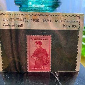 1955 United States certified mail, US postage stamp